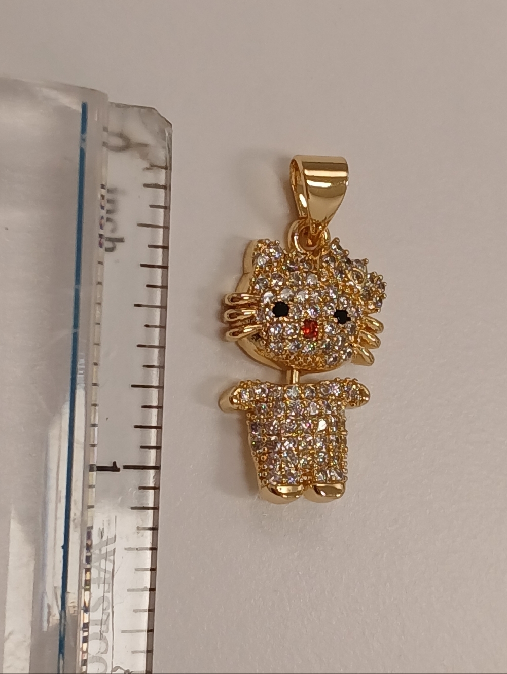 NEW! Micro 18k Gold Filled Crystal Hello Kitty Swivel Pendant Necklace Charm - Picture 3 of 6